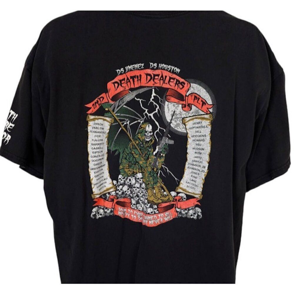 US Army T Shirt Mens Size 2XL Black Charlie Company Cherokee Rock Death Dealers